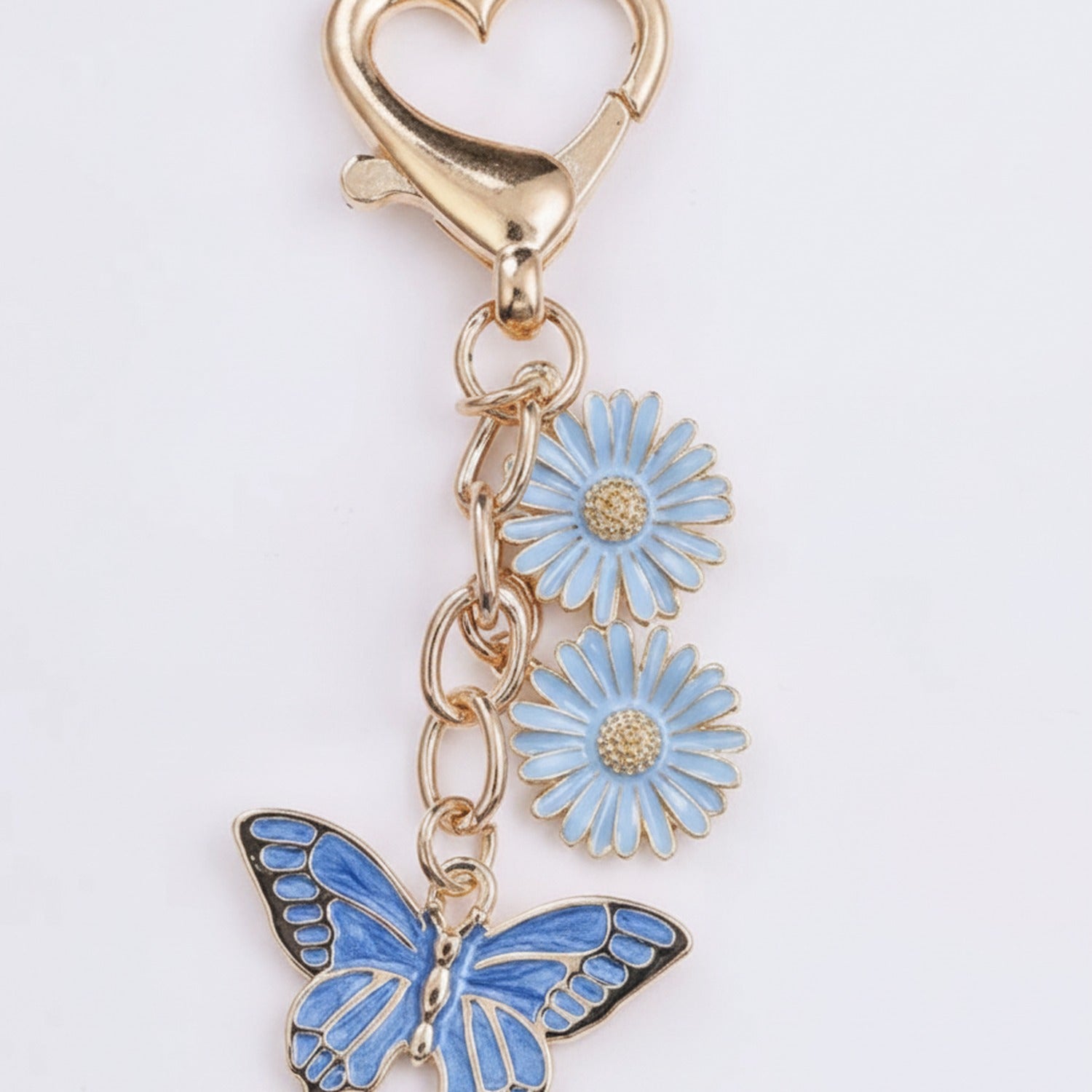 Butterfly Flower Keyring Charm - Deep Blue Butterfly