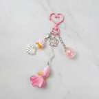 Ocean Fantasy Keychain with Shell & Star Charms - Glass Ball Fish Charm 25B51