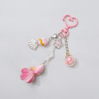 Ocean Fantasy Keychain with Shell & Star Charms - Glass Ball Fish Charm 25B51