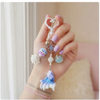 Ocean Fantasy Keychain with Shell & Star Charms - 25B51 Glass Ball Rainbow Fish Blue Purple – novelty & toys (view 3)