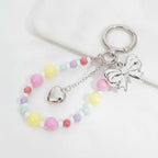 Beaded Bow Heart Charm Keyring - YSK55 – novelty & toys (view 3)