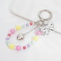 Beaded Bow Heart Charm Keyring - YSK55 – novelty & toys (view 1)