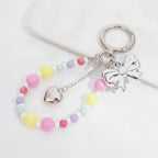 Beaded Bow Heart Charm Keyring - YSK55 – novelty & toys (view 1)