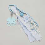 Lace Pearl Charm Keyring - Blue – novelty & toys (view 1)