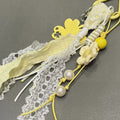 Lace Pearl Charm Keyring - Yellow – novelty & toys (view 1)