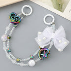 Iridescent Heart & Star Beaded Pearl Keychain – novelty & toys (view 1)