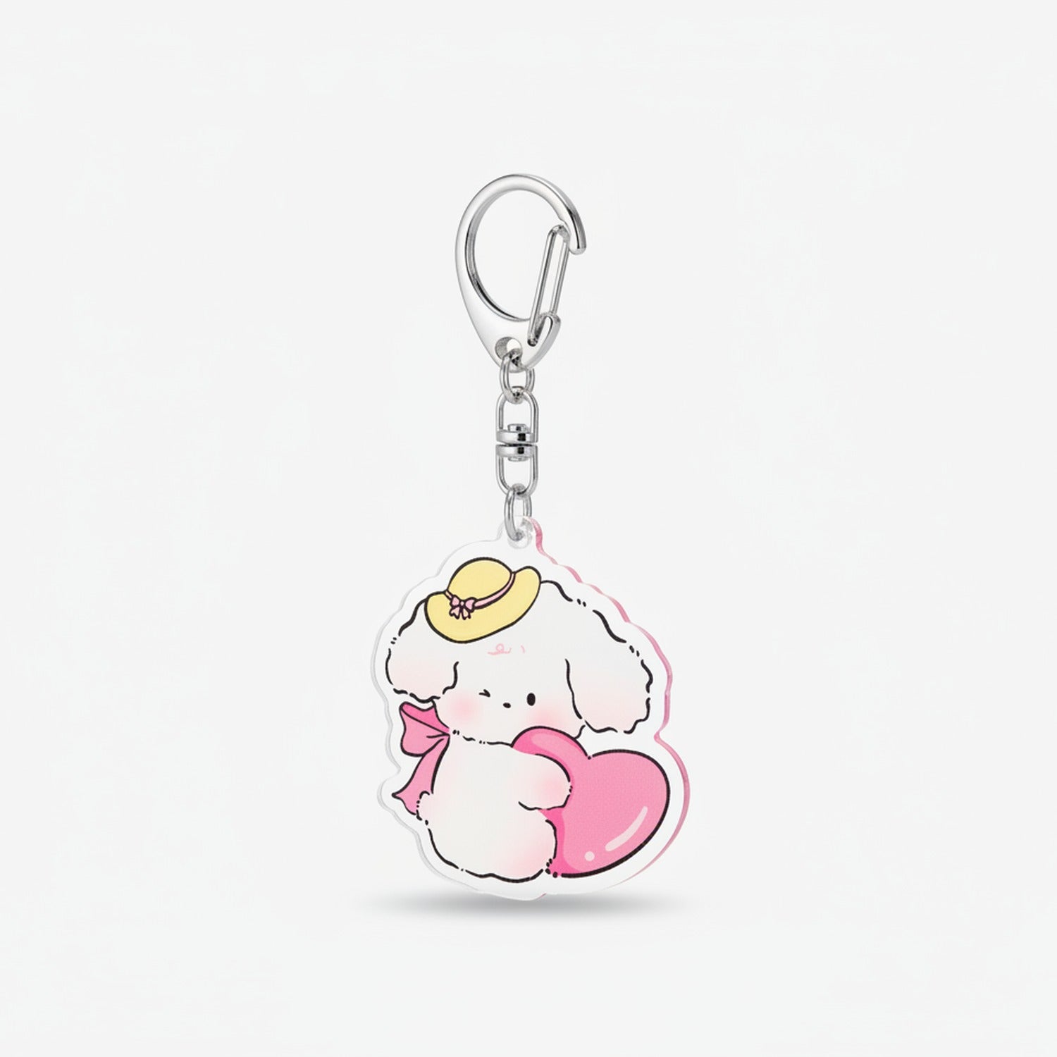 Cute Puppy Heart Acrylic Keychain With Hat