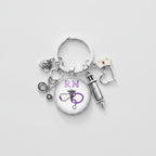 Medical Charm Heart Acrylic Keyring - Purple RN Nurse