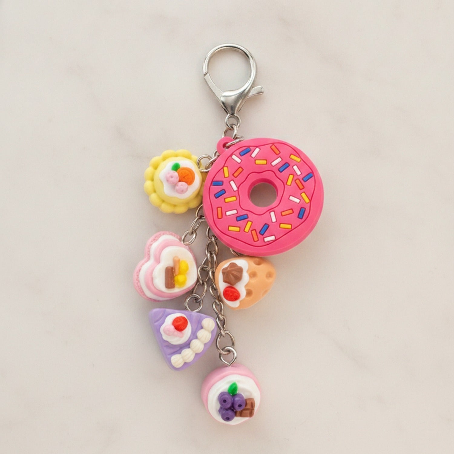 Candy Acrylic Keyring Charm Set - Pink Donut Sweets