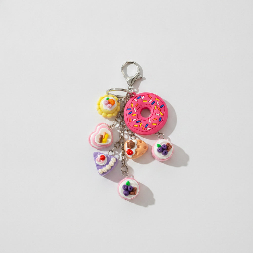 Candy Acrylic Keyring Charm Set - Pink Donut Sweets