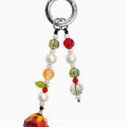 Beaded Pearl Flower Charm Acrylic Keyring - Sunny Rose Single Chain Keychain