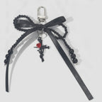 Pearl Bow Cross Keychain Charm - Single Pack