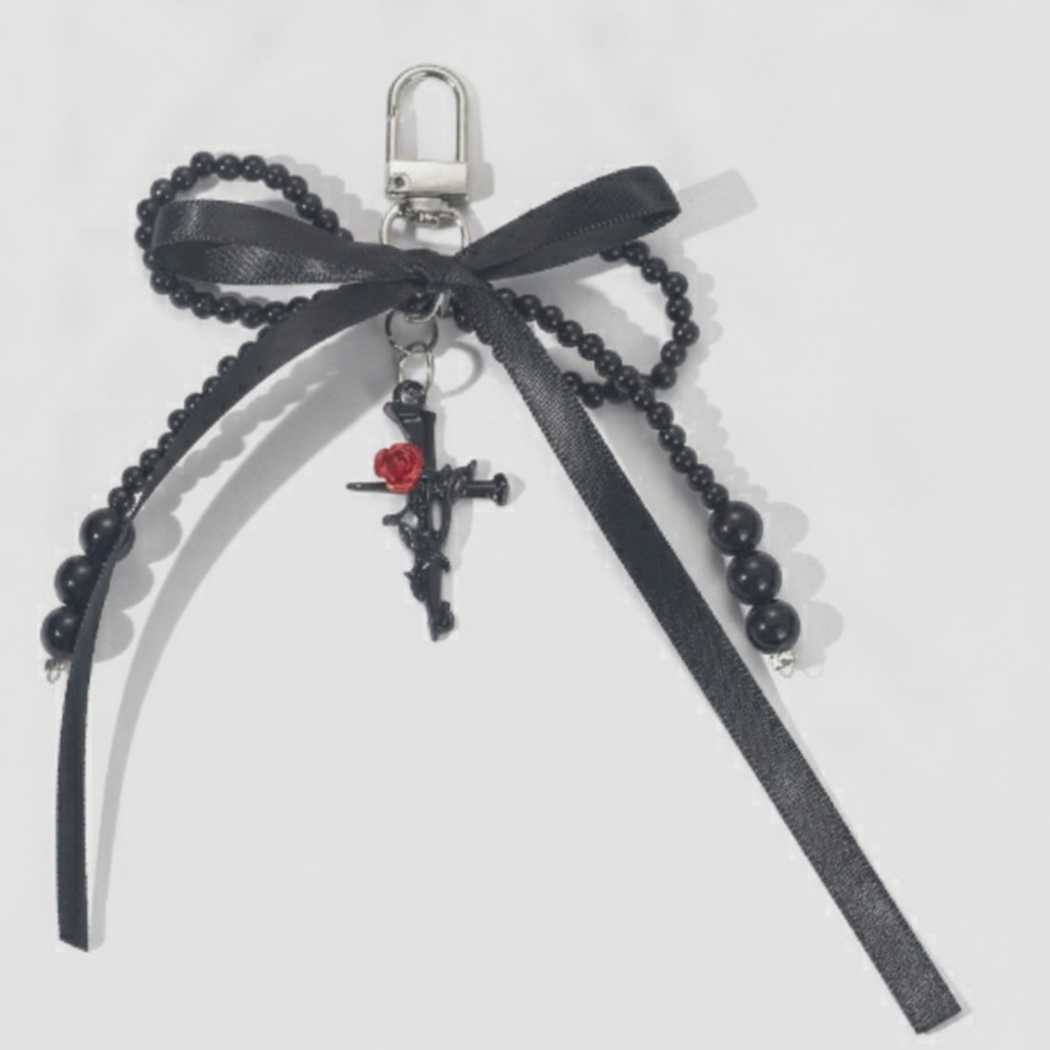 Pearl Bow Cross Keychain Charm - Single Pack