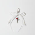 Pearl Bow Cross Keychain Charm - White 1-Pack – novelty & toys (view 1)