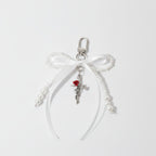 Pearl Bow Cross Keychain Charm - White 1-Pack – novelty & toys (view 1)