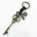 Vintage Brass Key Charm Keyring With Celestial Pendant – novelty & toys (view 1)