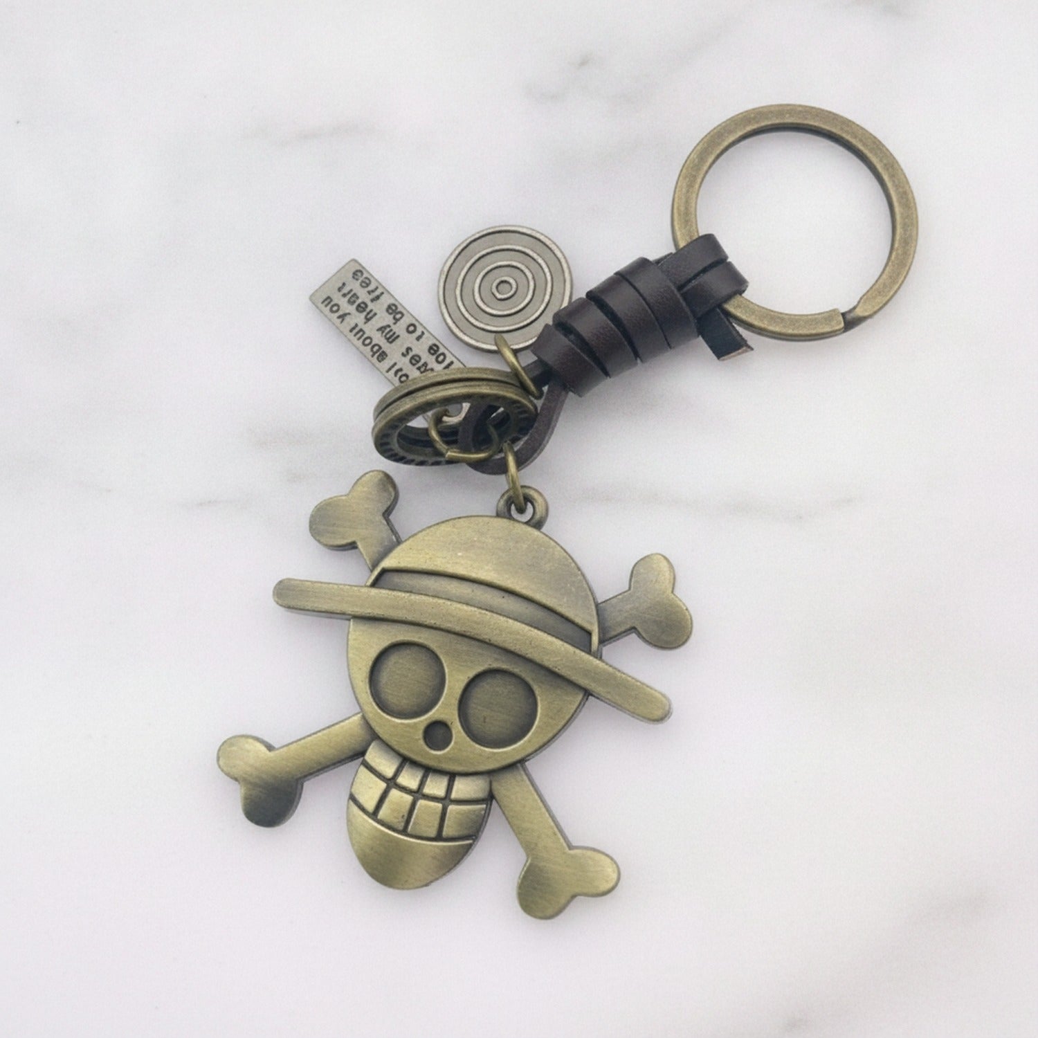 Skull And Crossbones Gold Metal Keychain Charm