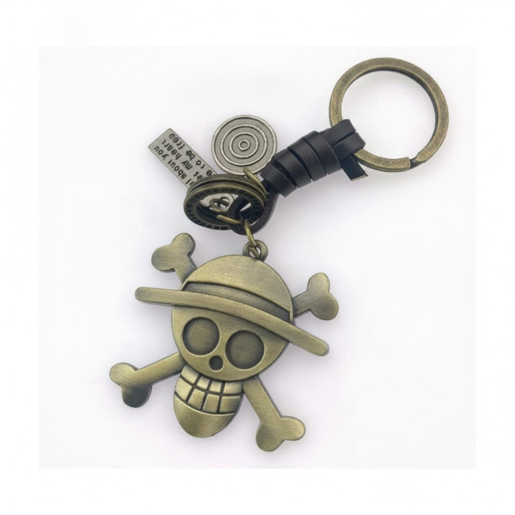 Skull And Crossbones Gold Metal Keychain Charm – novelty & toys (view 1)
