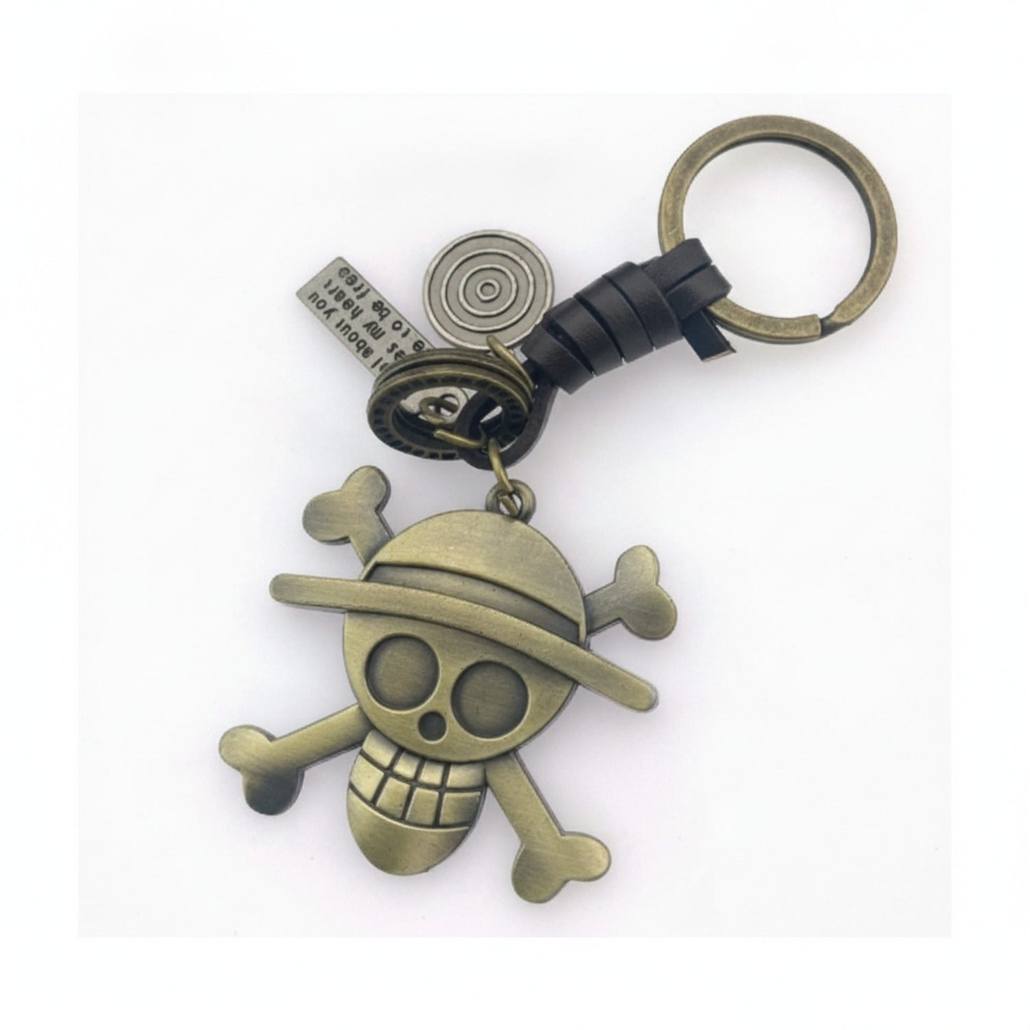 Skull And Crossbones Gold Metal Keychain Charm