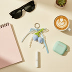 Knit Tulip Pearl Bow Keyring Charm - Style 3 – novelty & toys (view 3)