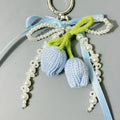 Knit Tulip Pearl Bow Keyring Charm - Style 3