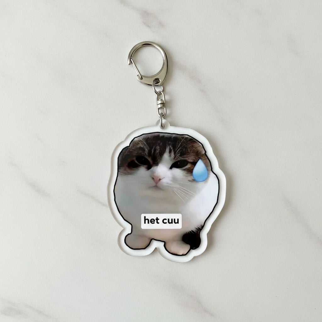 Pepe Frog Shooting Zombie Acrylic Keychain Charm - Crying Cat