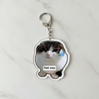 Pepe Frog Shooting Zombie Acrylic Keychain Charm - Crying Cat