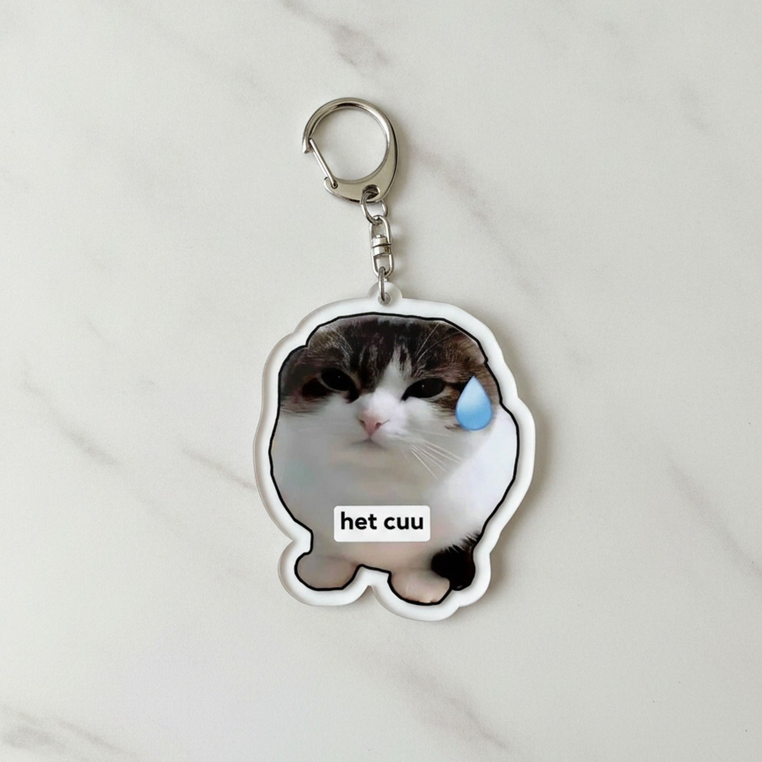 Pepe Frog Shooting Zombie Acrylic Keychain Charm - Crying Cat
