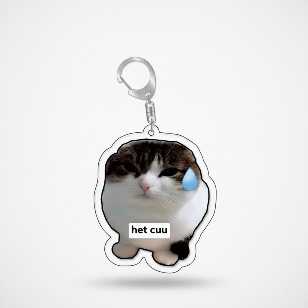 Pepe Frog Shooting Zombie Acrylic Keychain Charm - Crying Cat