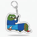 Pepe Frog Shooting Zombie Acrylic Keychain Charm - Gun Pepe