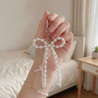 Pearl Beaded Bow Keyring Charm - Pearl Pink Bow – novelty & toys (view 4)