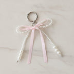 Pearl Beaded Bow Keyring Charm - M191 Pink