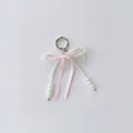 Pearl Beaded Bow Keyring Charm - M191 Pink