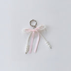 Pearl Beaded Bow Keyring Charm - M191 Pink