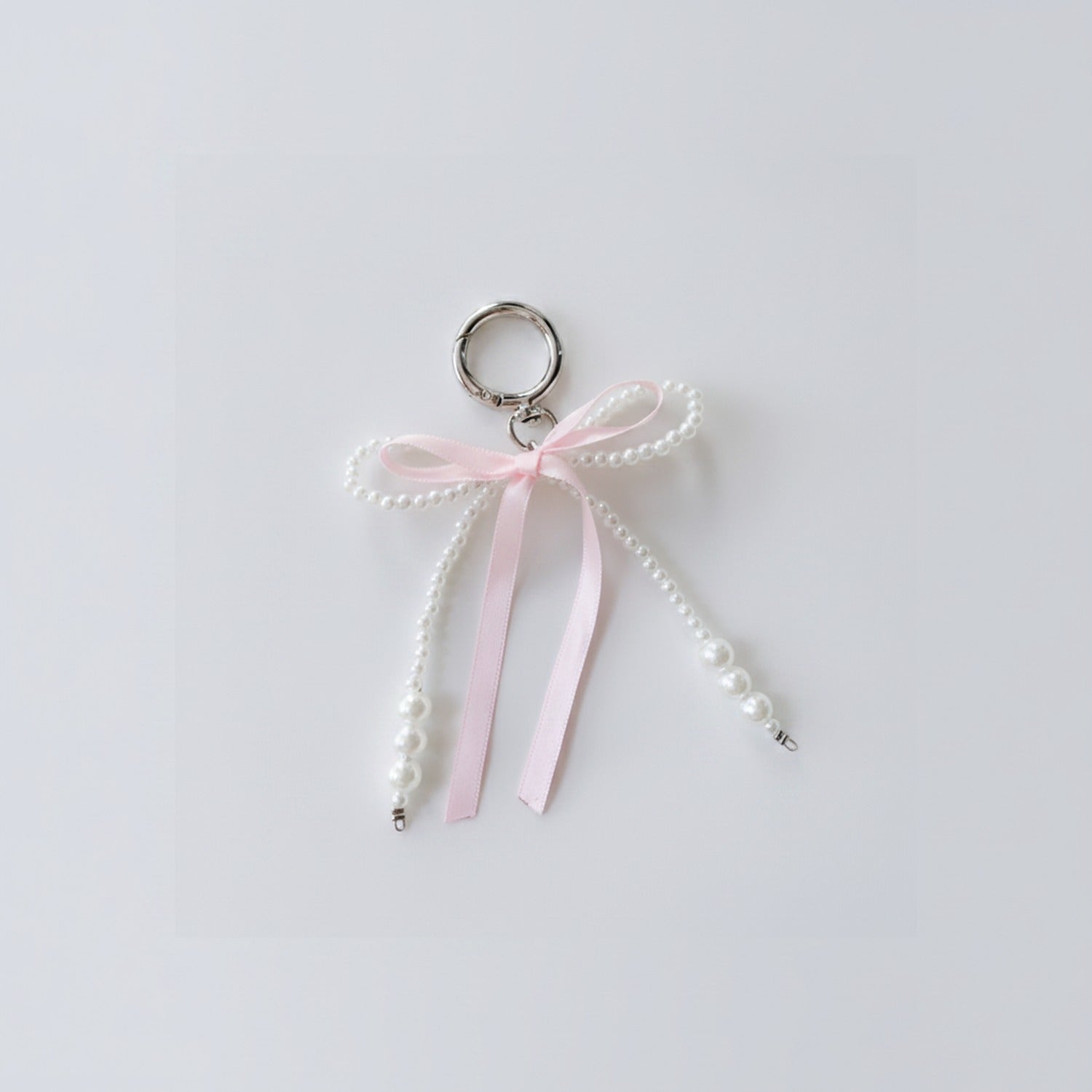 Pearl Beaded Bow Keyring Charm - M191 Pink