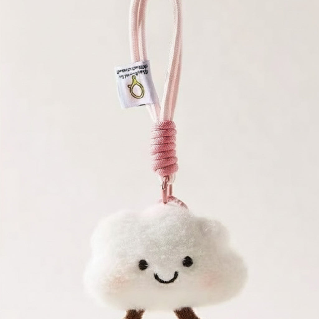 Cute Cloud Plush Keychain With Pink Rope – novelty & toys (view 1)