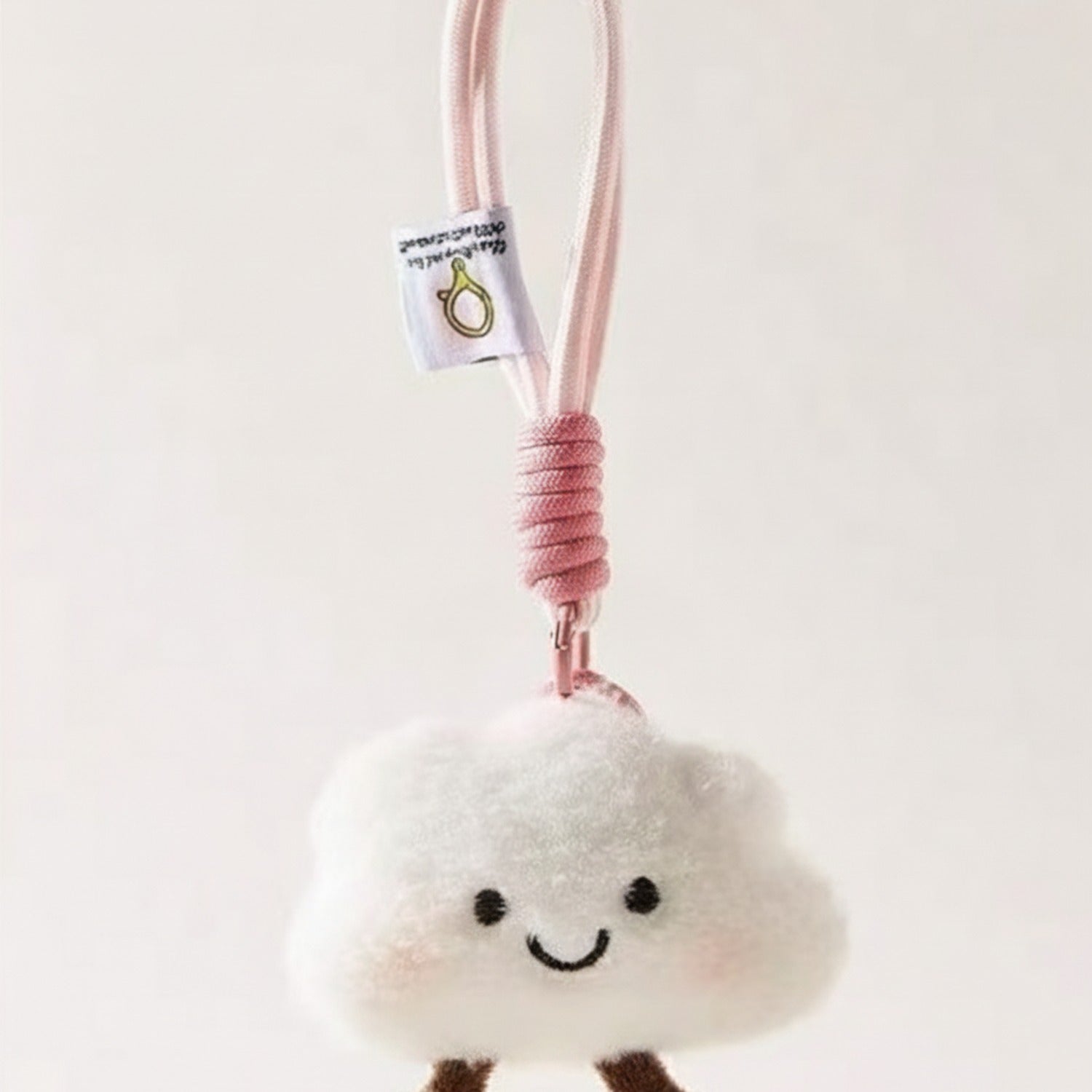 Cute Cloud Plush Keychain With Pink Rope