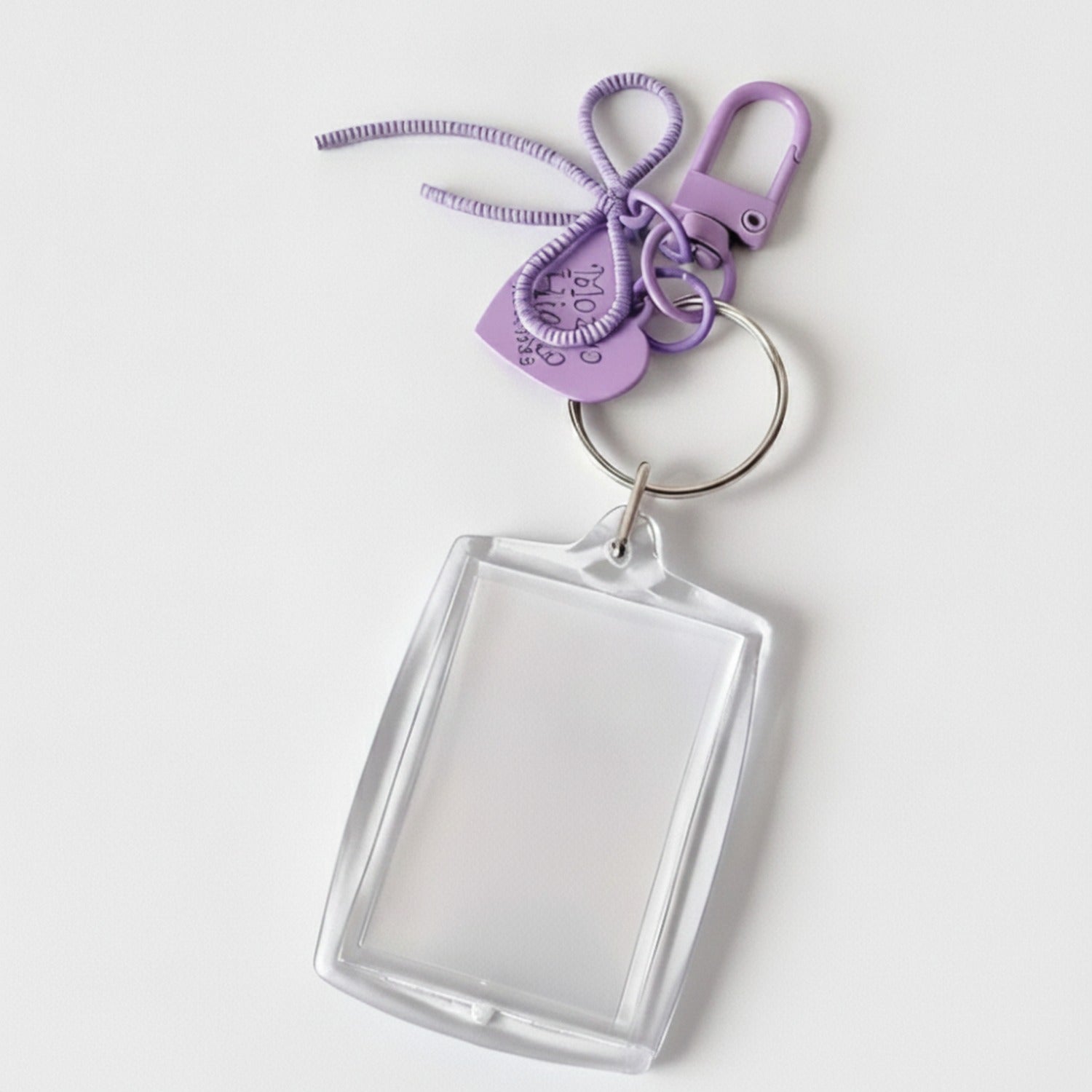 Clear Acrylic Photo Frame Keychain with Bow - Style 66