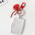 Clear Acrylic Photo Frame Keychain with Bow - Style 3