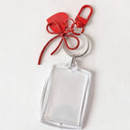 Clear Acrylic Photo Frame Keychain with Bow - Style 3