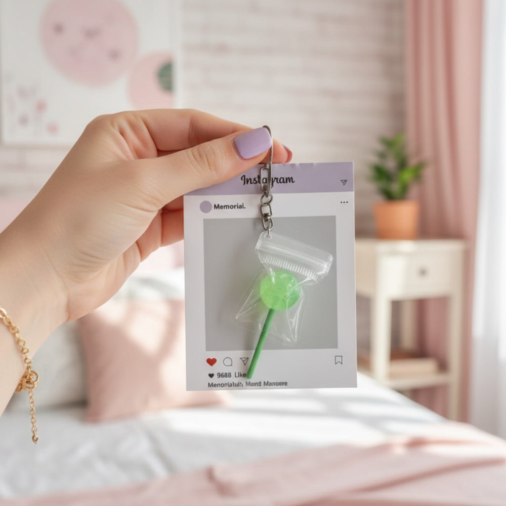 Lollipop Treat Bag Keychain Charm - Green – novelty & toys (view 3)