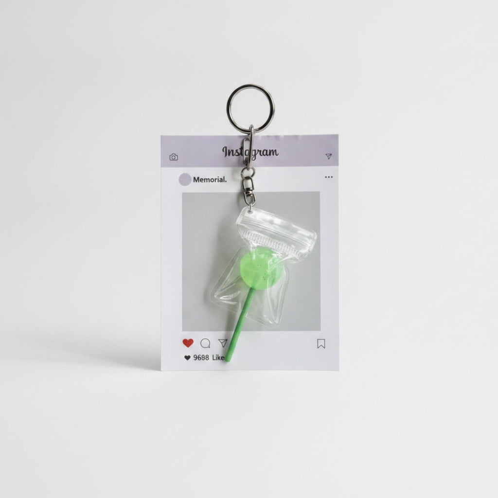 Lollipop Treat Bag Keychain Charm - Green