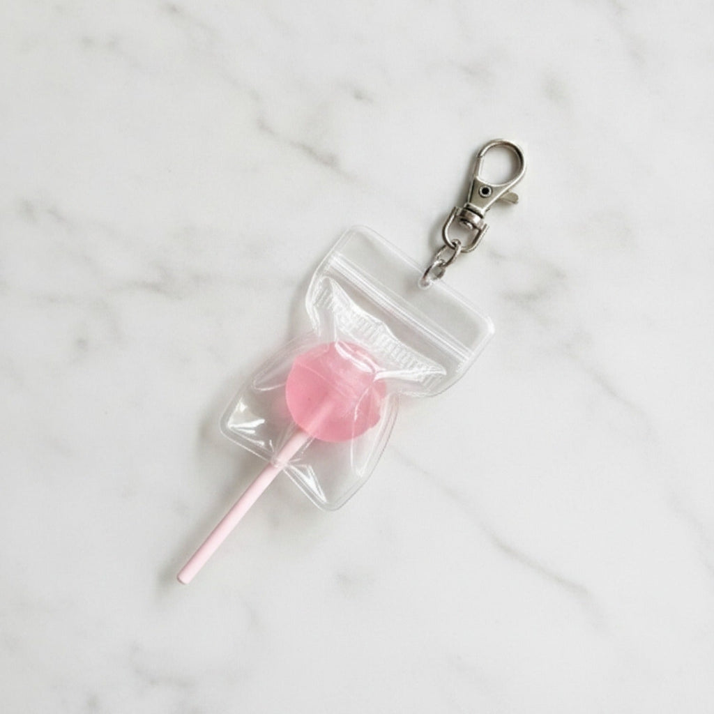 Lollipop Treat Bag Keychain Charm - Pink