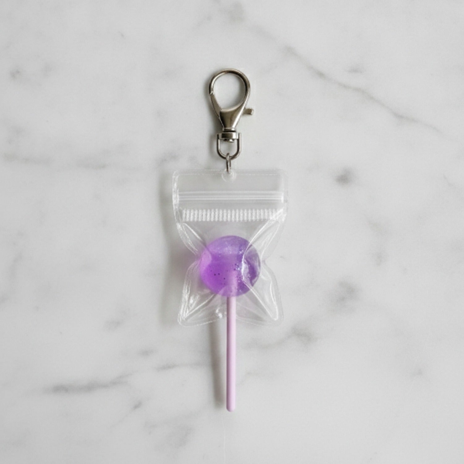 Lollipop Treat Bag Keychain Charm - Purple