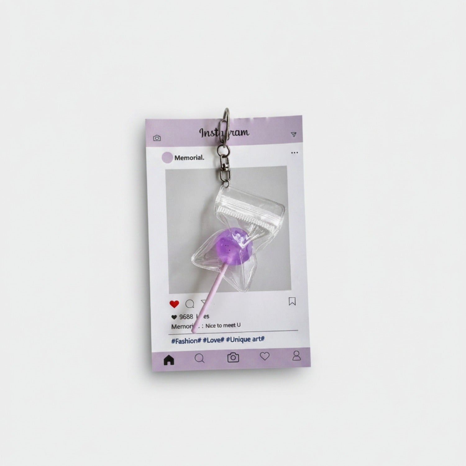Lollipop Treat Bag Keychain Charm - Purple