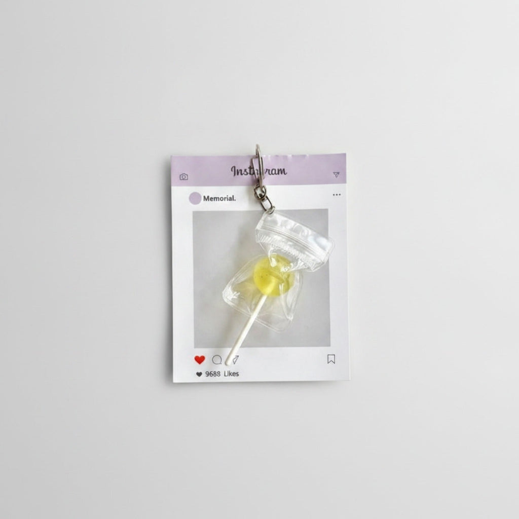Lollipop Treat Bag Keychain Charm - Yellow