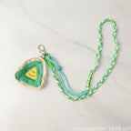 Braided Lanyard Phone Sling with Pouch - Adjustable Mint Green Beige Long Rope Pouch Green Charm