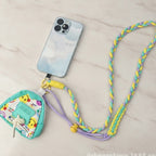 Braided Lanyard Phone Sling with Pouch - Adjustable Crossbody Green Purple Yellow Rope Pouch Set