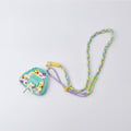 Braided Lanyard Phone Sling with Pouch - Adjustable Crossbody Green Purple Yellow Rope Pouch Set