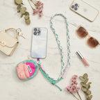 Braided Lanyard Phone Sling with Pouch - Adjustable Crossbody Mint Green Pink White Long Rope + Backpack Coin Pouch + Pink T (view 3)